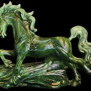 Haeger Prancing Horse TV Lamp 1957 Emerald Green Sculpture